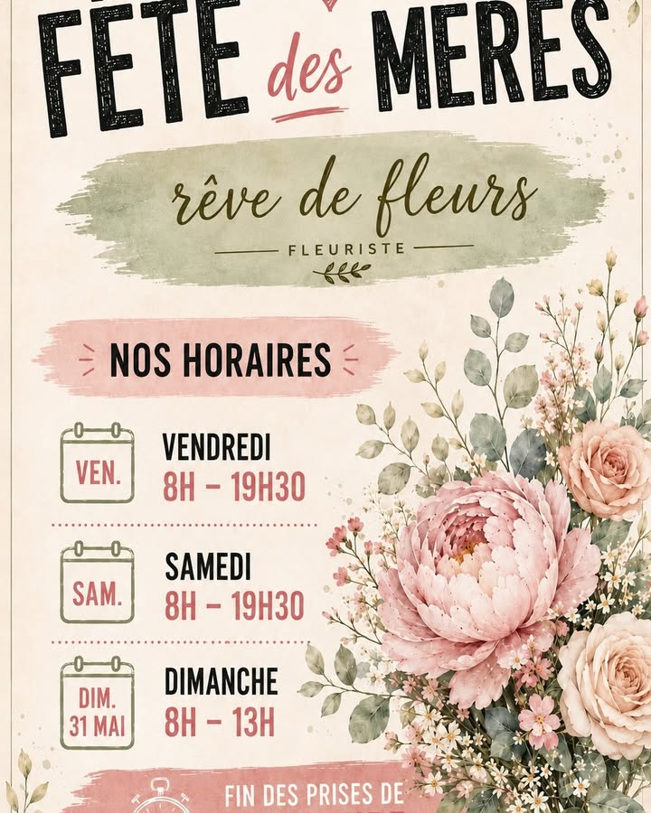 FÊTE DES MÈRES CHEZ RÊVE DE FLEURS  Cette semaine,...